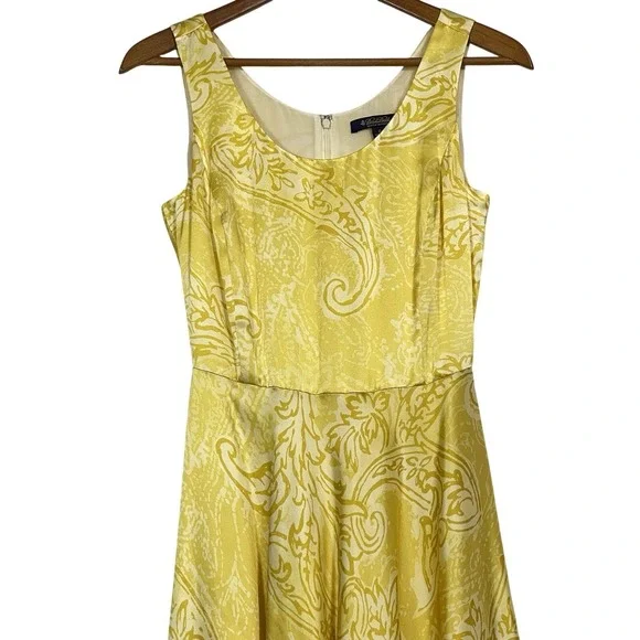 Brooks Brothers 100% Silk Size 2 XS Yellow Dress Lined Sleeveless Luxury Preppy - Picture 2 of 6